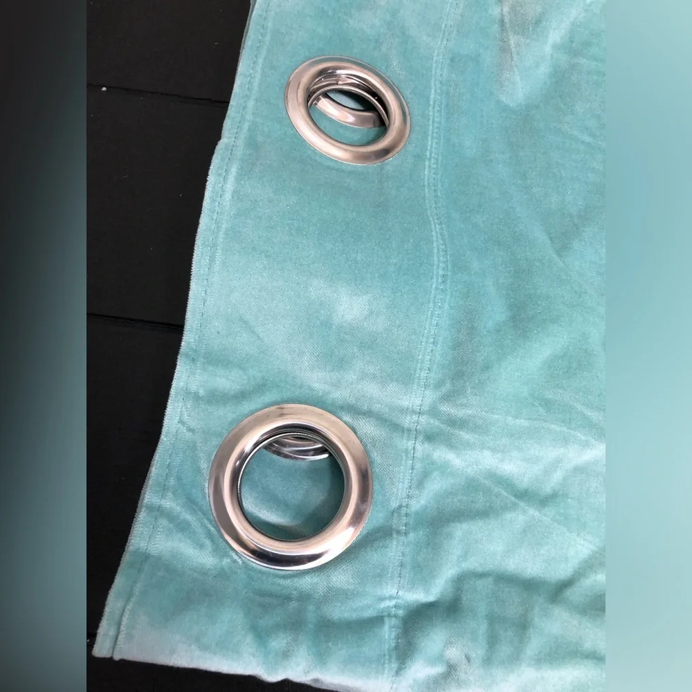 IKEA Sanela Velvet Curtains 2 Panels 100% Cotton Aqua “55x98”